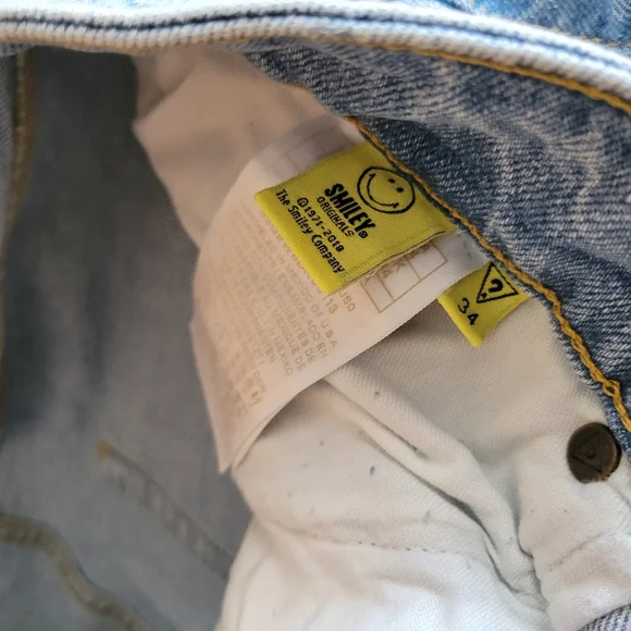 Guess X Chinatown Market Jeans with Yellow Smiley Knees